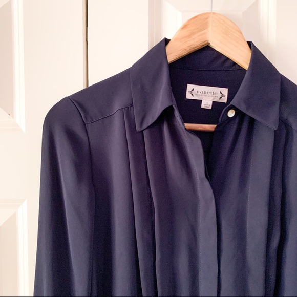 Nanette Pleated chiffon button down blouse - Picture 2 of 5